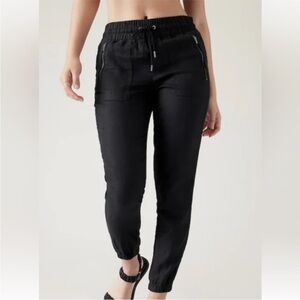 Athleta Black 100% Linen High Waisted Joggers, Size 16 (XL)